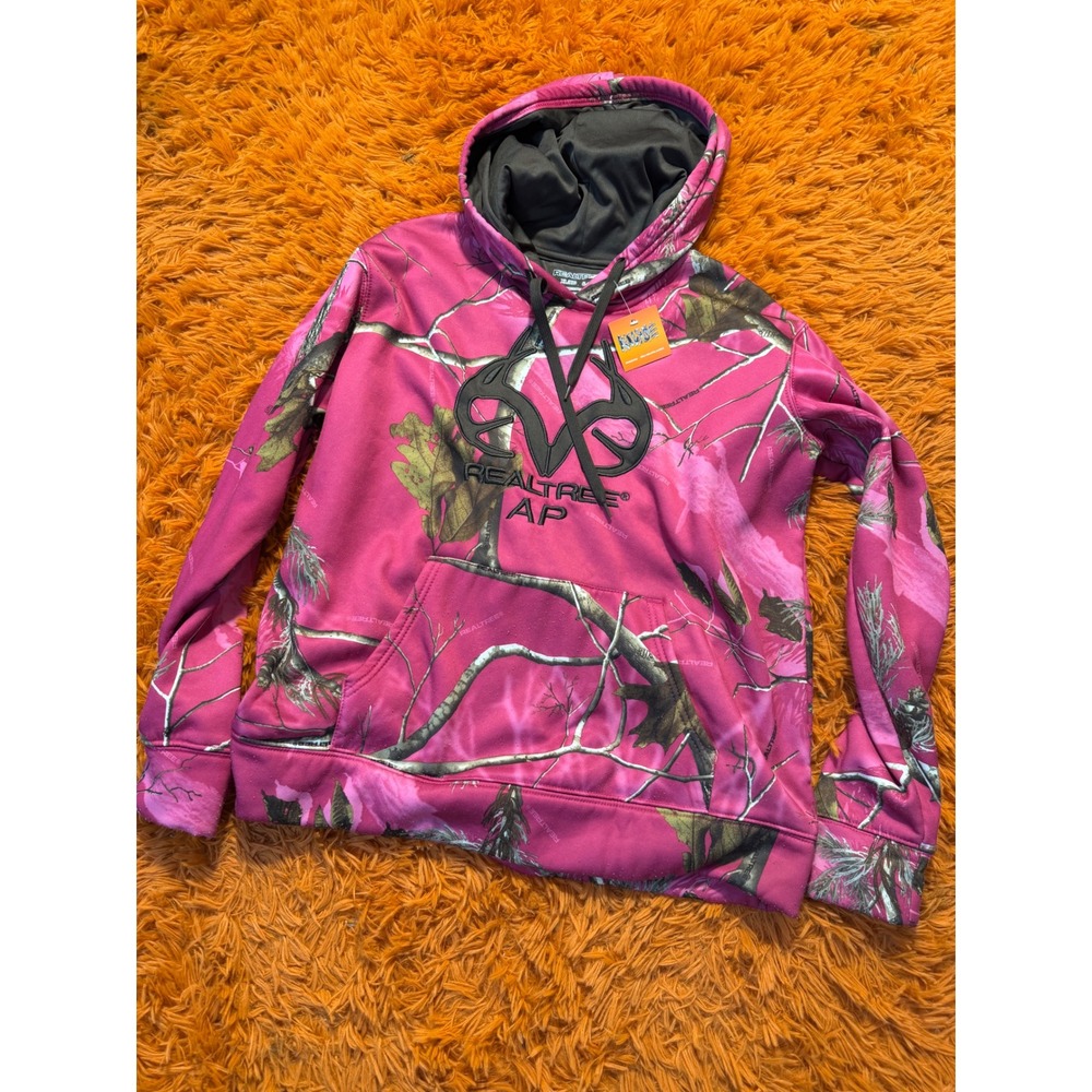 Realtree AP Pink Camo Hoodie Girls XL 16-18 Embroidered Logo Performance hoodie